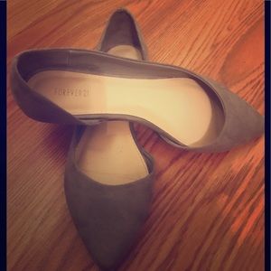 Gray suede flats